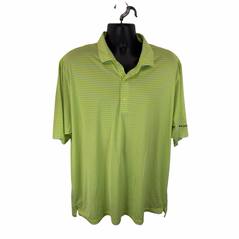 Fennec Golf Polo Size XXL Striped Blue Yellow Performance Fabric